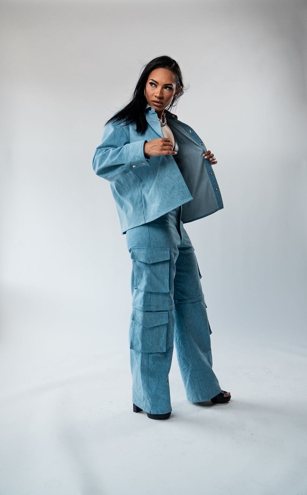 Jakke DAME SHACKET COAT ライトブルー The Denim Shacket – BESTŌ